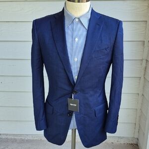 INDOCHINO Custom Made Dark Blue Solid‎ Wool Sz 38 S Mens Sport Coat Blazer NEW